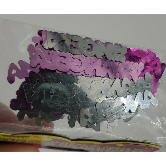 Personalized Name Confetti Angela 7 packs Pink & Silver Party Birthday - Picture 3 of 4